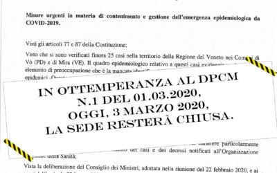 Chiusura straordinaria Vespa Club Pescantina – martedì 3 marzo 2020